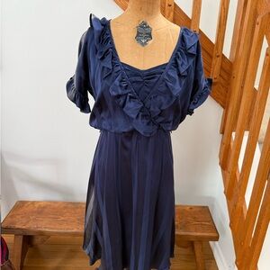 Betsey Johnson Navy Ruffle Mini Dress